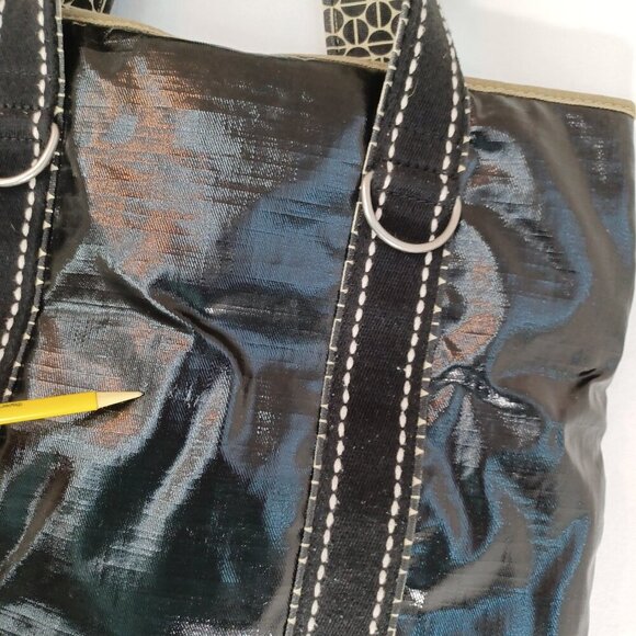 Fossil Key Per Bag Large Black Waxed Canvas Shoulder Tote - Picture 13 of 16